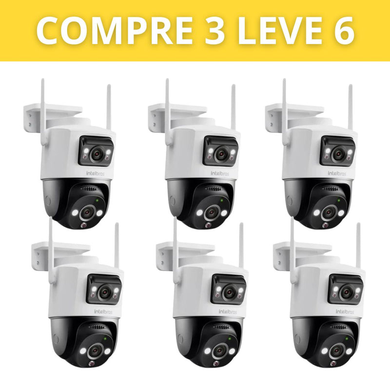 COMPRE 1 E LEVE 2 - Câmera De Vigilância Inteligente 4 Lentes Rotativa Wi-fi
