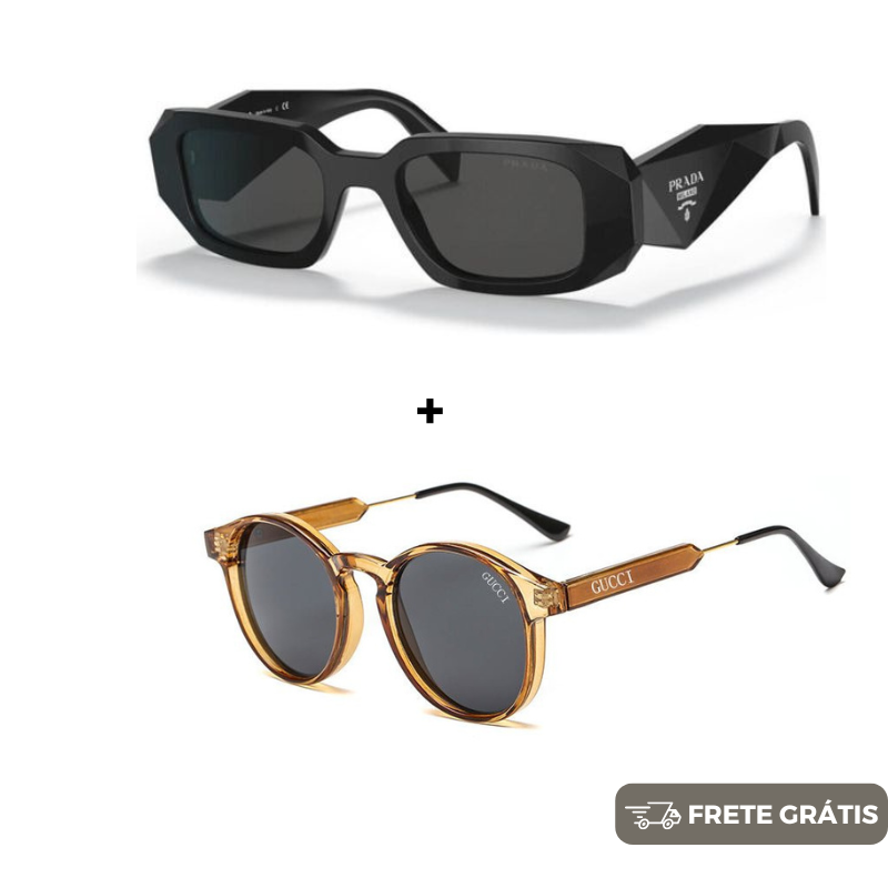 JANEIRO BLACK - 2 Óculos Unissex - Gucci | Prada - COMPRE 1 LEVE 2