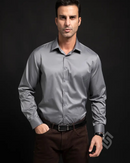 Camisa Social Manga Longa de Seda em Gelo - Offertaza