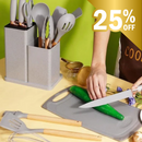 Conjunto de 19 Utensílios de Silicone com Facas e Tábua