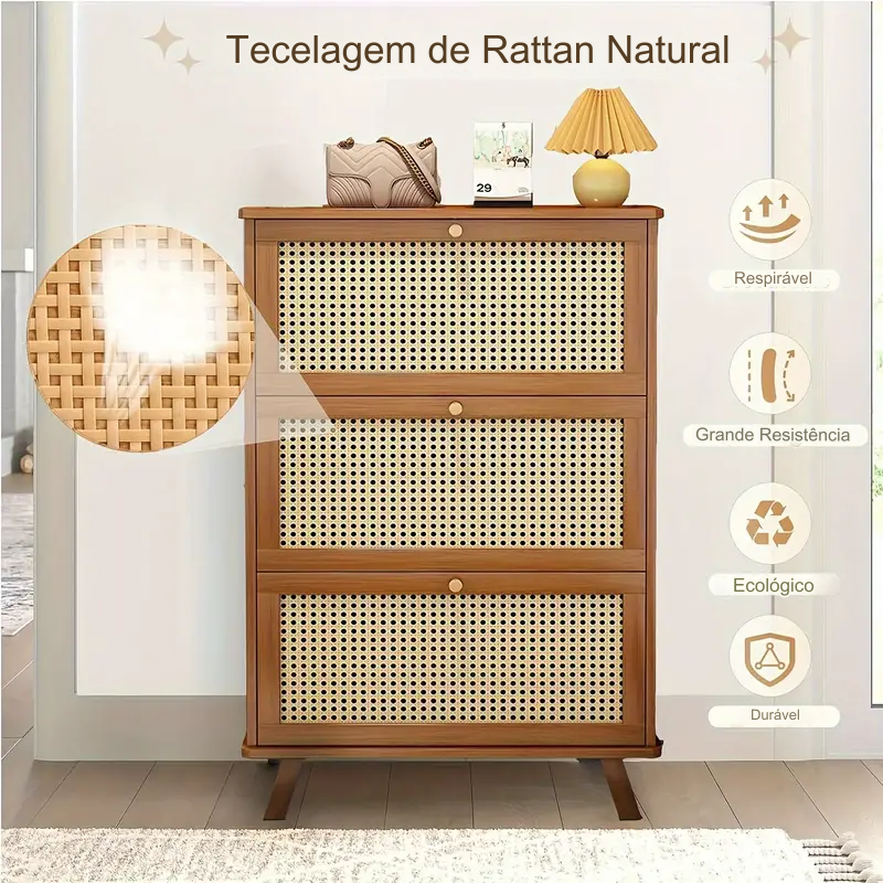 Armário de Bambu + Estante Grátis – Organize com Estilo Natural