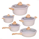 Jogo de Panelas 5 Peças Revestido em Cerâmica Granito Antiaderente – Ideal para Todos os Fogões