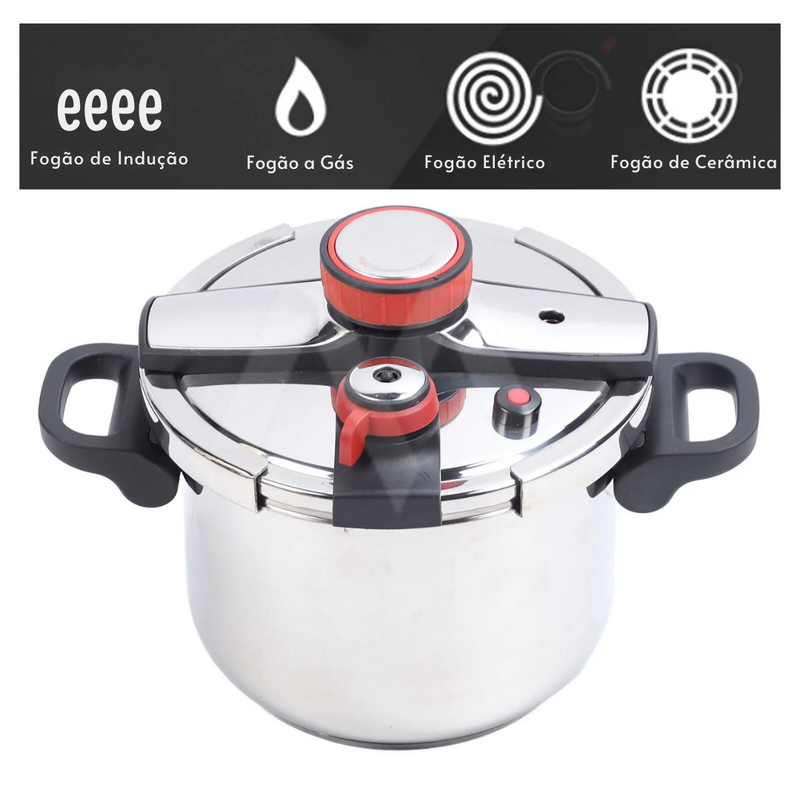Panela de Pressão TurboChef Aço Inoxidável – À Prova de Explosões + Compre 1, Leve 2 + Brinde: Kit Utensílios