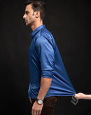 Camisa Social Manga Longa de Seda em Gelo - Offertaza