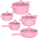 Jogo de Panelas 5 Peças Revestido em Cerâmica Granito Antiaderente – Ideal para Todos os Fogões