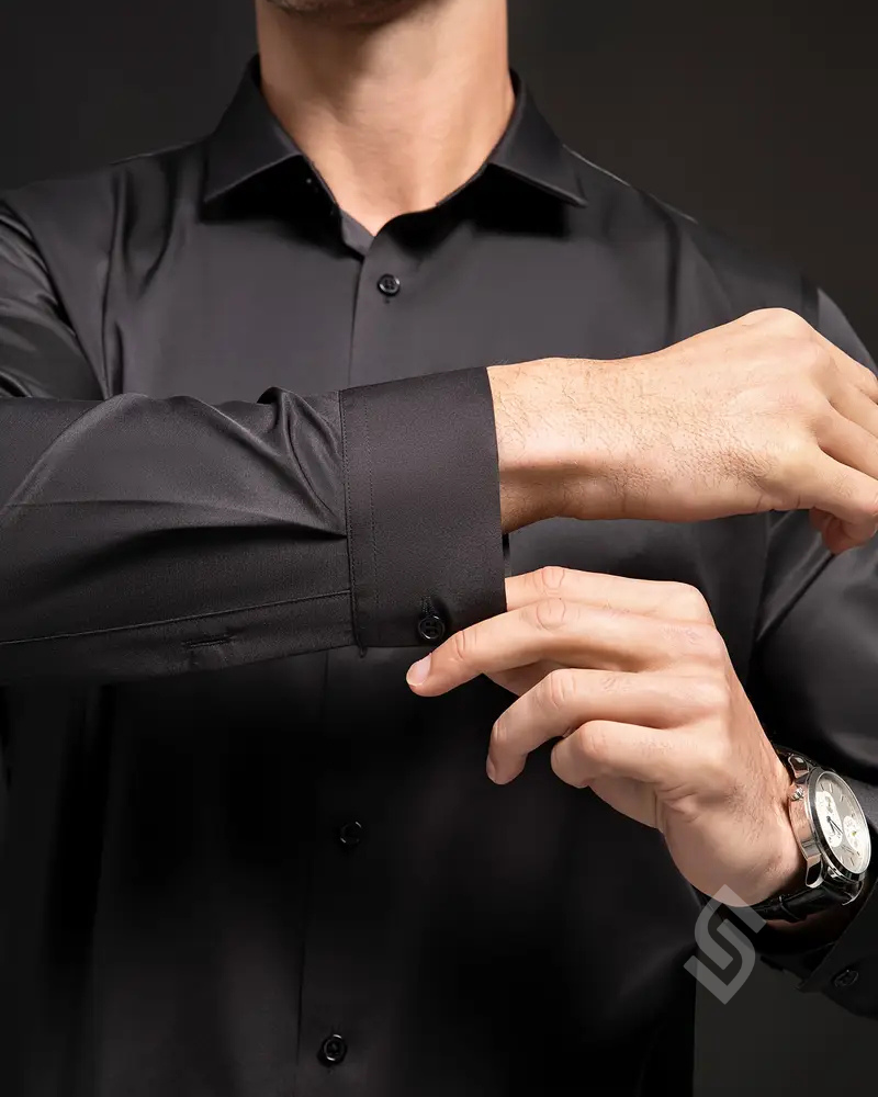 Camisa Social Manga Longa de Seda em Gelo - Offertaza