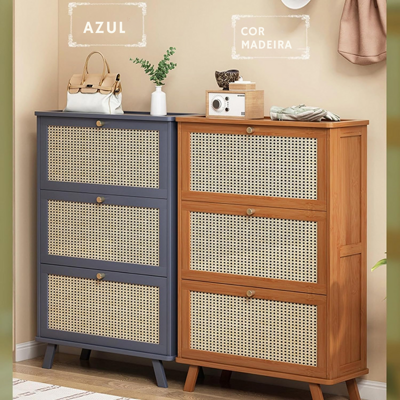 Armário de Bambu + Estante Grátis – Organize com Estilo Natural