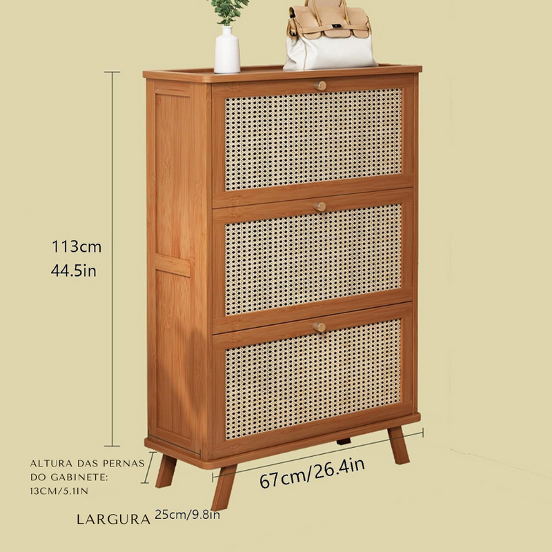 Armário de Bambu + Estante Grátis – Organize com Estilo Natural