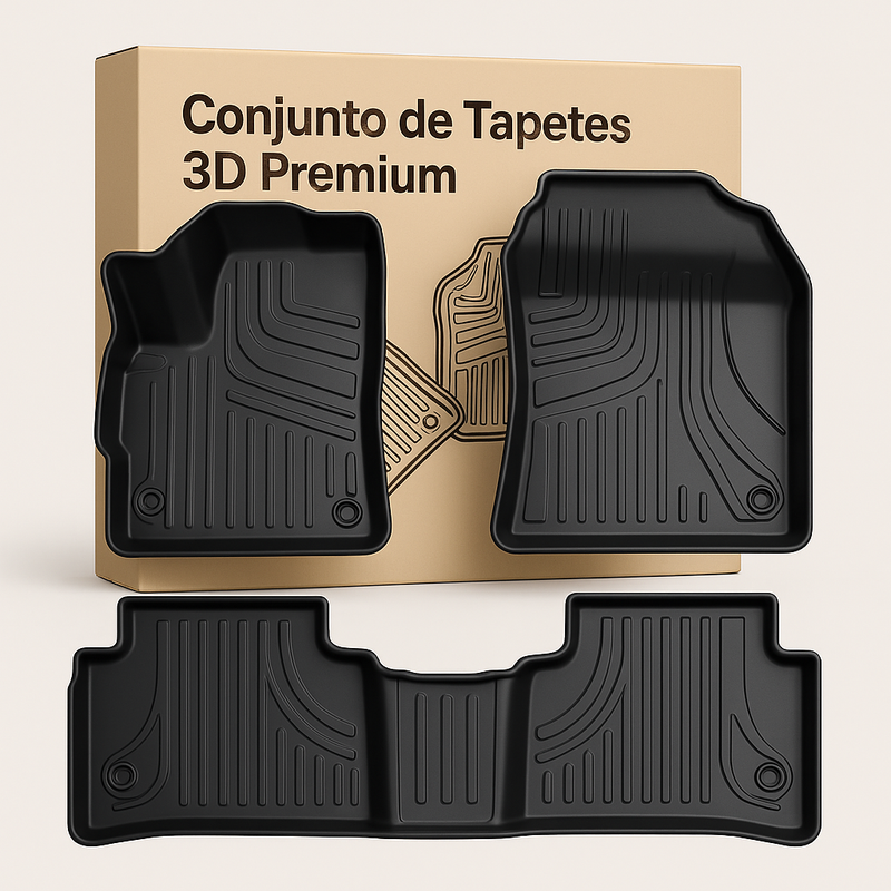 Conjunto de Tapetes 3D Premium (Dianteiro e Traseiro) - Fabricados Sob Medida