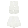 Conjunto Feminino em Alfaiataria - Colete e Shorts no Linho  - Essenza