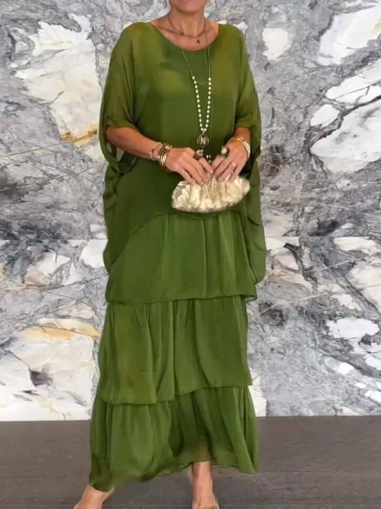 Vestido Longo com Bordas Delicadas - Essenza