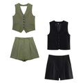 Conjunto Feminino em Alfaiataria Chic - Colete e Shorts no Linho