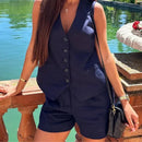 Conjunto Feminino em Alfaiataria - Colete e Shorts no Linho  - Essenza