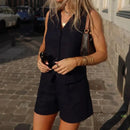 Conjunto Feminino em Alfaiataria - Colete e Shorts no Linho  - Essenza