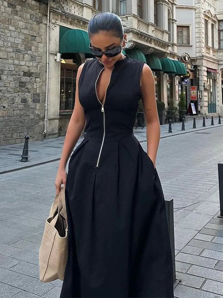 Vestido Longo Elegante Feminino Sem Mangas - Essenza