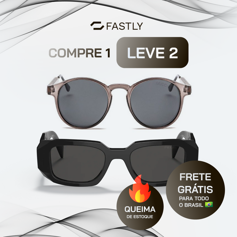 JANEIRO BLACK - 2 Óculos Unissex - Gucci | Prada - COMPRE 1 LEVE 2
