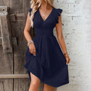 Vestido Midi Ana com Decote V e Detalhe de Laise - Essenza