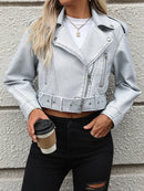 Jaqueta de Couro Cropped Feminina Estilo Bella - Essenza