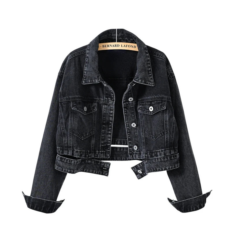 Jaqueta Jeans Cropped Feminina Vintage - Essenza
