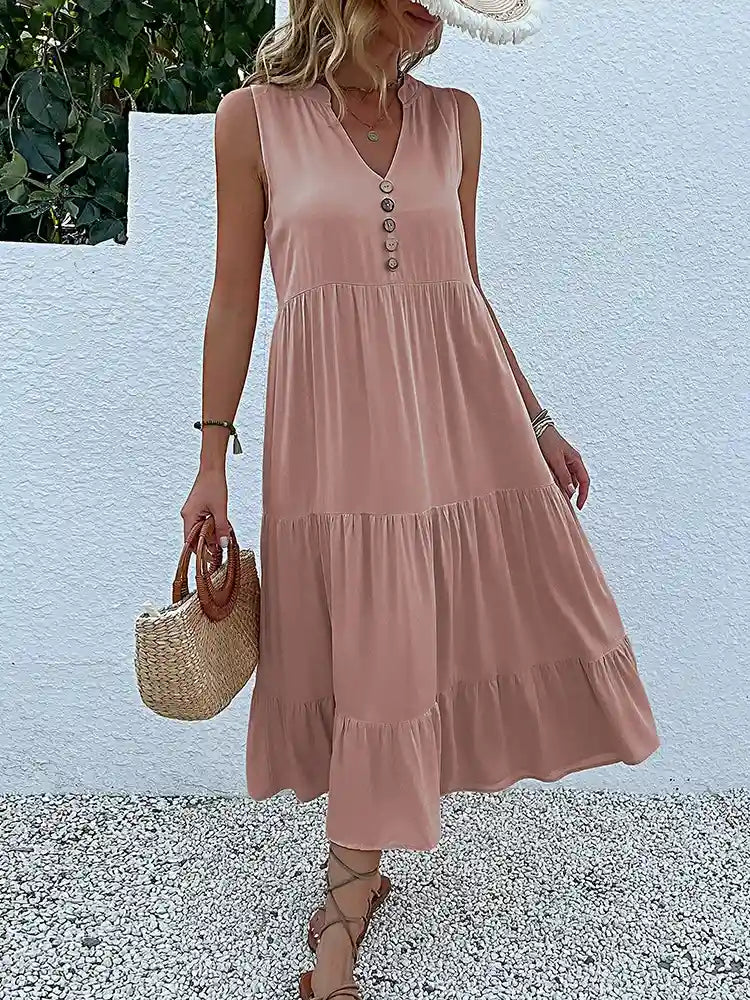 Vestido Midi Elegante Romênia Feminino - Essenza