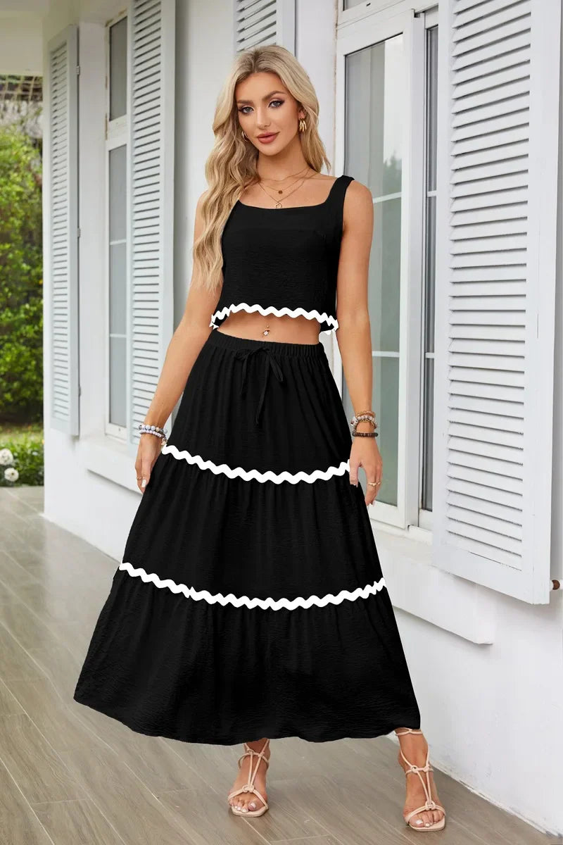 Conjunto Cropped e Saia Longa Beatriz - Essenza