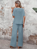 Conjunto Feminino de Linho com Blusa e Calça Pantalona - Essenza