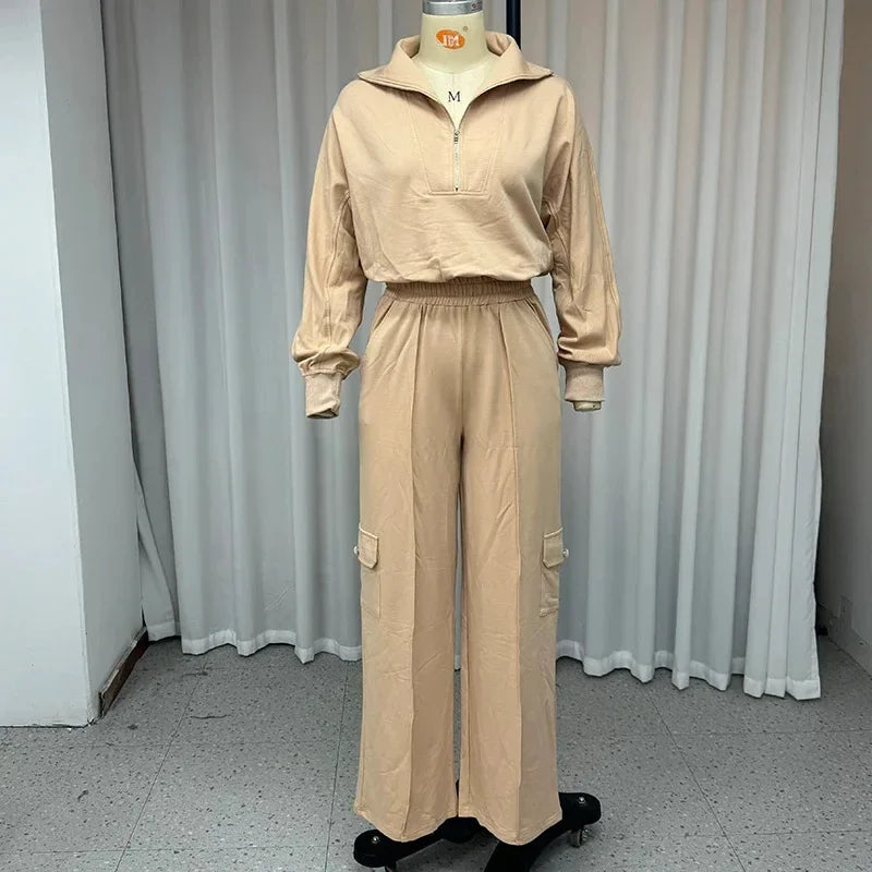 Conjunto Feminino Moletom com Calça Cargo e Blusa de Zíper - Essenza