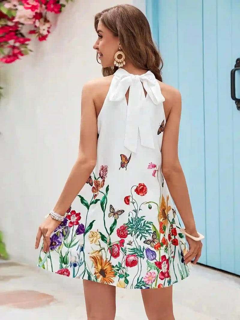 Vestido Feminino Floral com Gola Alta - Essenza