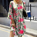 Vestido Curto Floral com Mangas 3/4  - Essenza