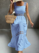 Vestido Longo Feminino com Detalhes em Renda Florais  - Essenza