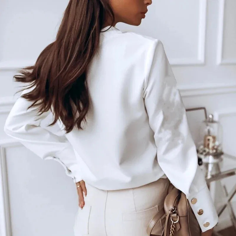 Camisa Feminina Social com Botões Dourados  - Essenza