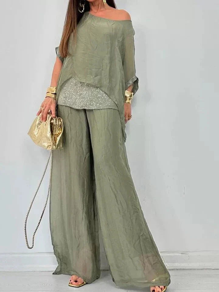 Conjunto Feminino Calça e Blusa em Seda Egípcia (Compre 1 Leve 2)  - Essenza
