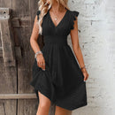 Vestido Midi Ana com Decote V e Detalhe de Laise - Essenza