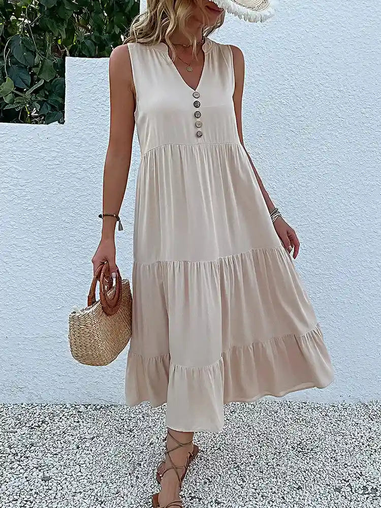 Vestido Midi Elegante Romênia Feminino - Essenza