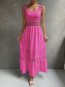 Vestido Longo Feminino com Detalhes em Renda Florais  - Essenza