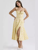 Vestido Midi Isabella Feminino Alças e Fenda Frontal - Essenza