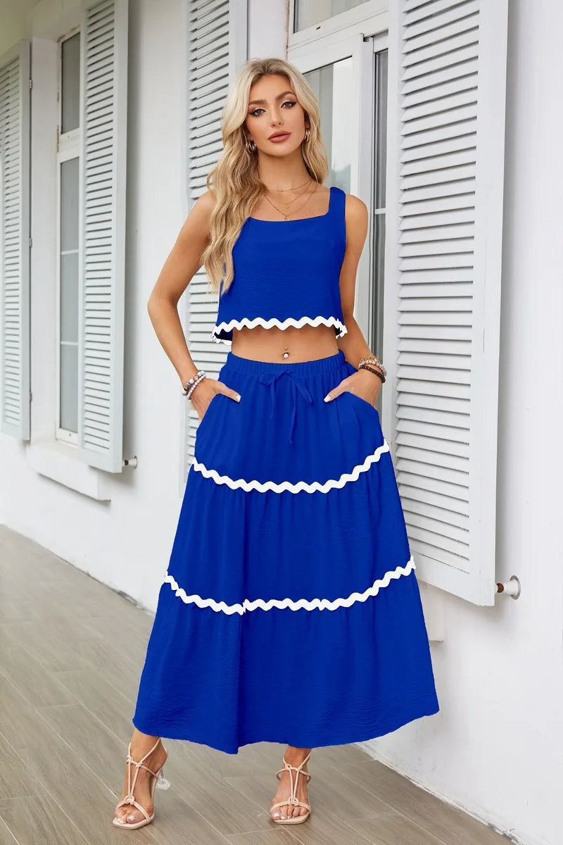 Conjunto Cropped e Saia Longa Beatriz - Essenza
