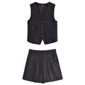 Conjunto Feminino em Alfaiataria - Colete e Shorts no Linho  - Essenza