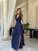 Vestido Longo com Fenda e Decote Transpassado -  Essenza