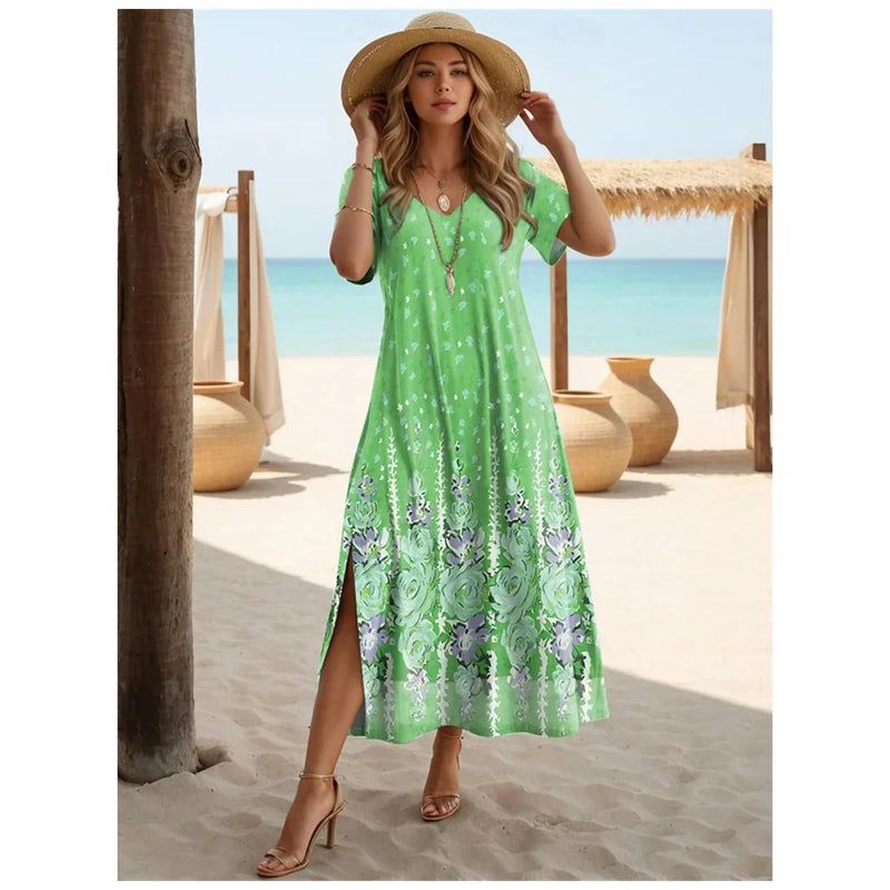 Vestido Longo Feminino de Praia Floral - Essenza