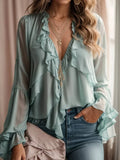 Blusa Feminina com Babados e Decote V - Germana - Essenza