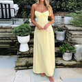 Vestido Longo de Alças Finas e Decote Ajustável – Essenza