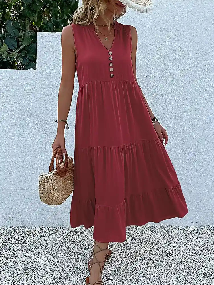 Vestido Midi Elegante Romênia Feminino - Essenza