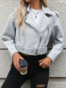 Jaqueta de Couro Cropped Feminina Estilo Bella - Essenza