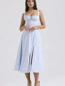 Vestido Midi Isabella Feminino Alças e Fenda Frontal - Essenza