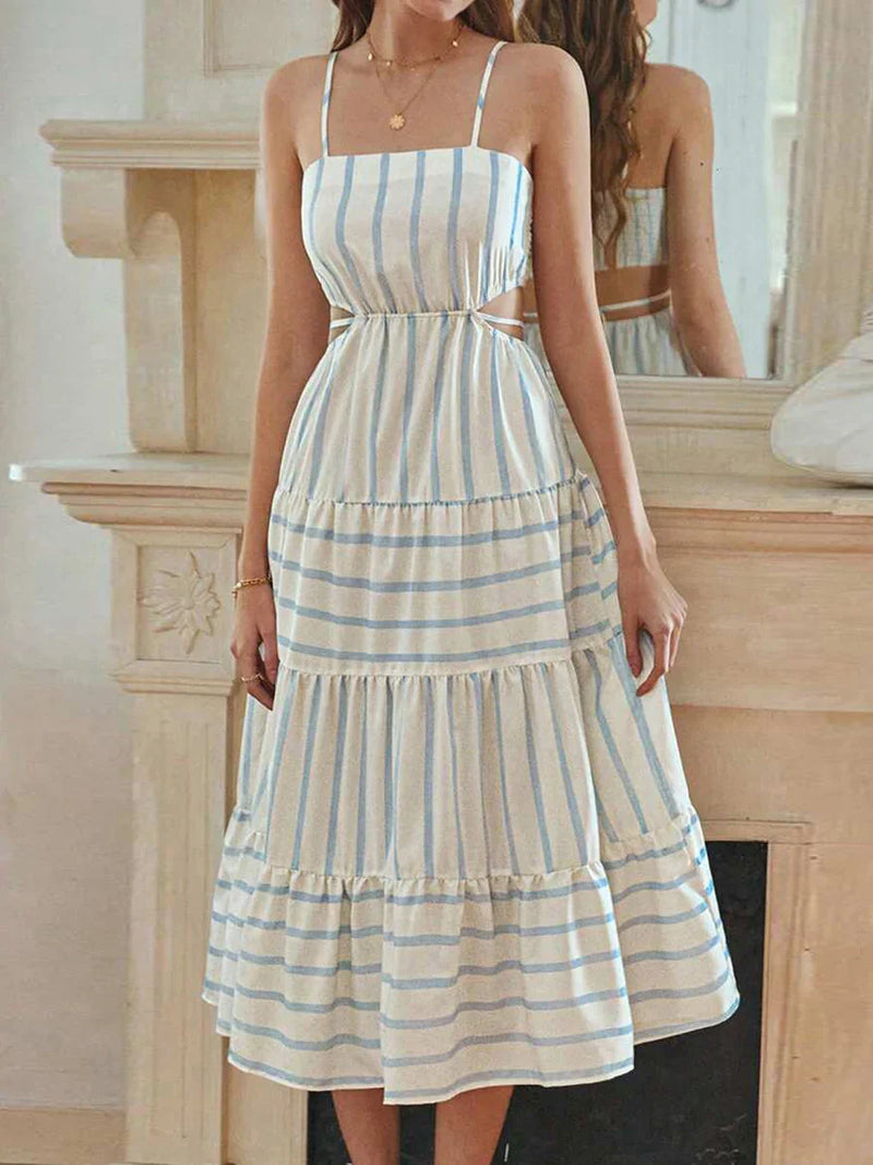 Vestido Midi Listrado Feminino Beira Mar - Essenza