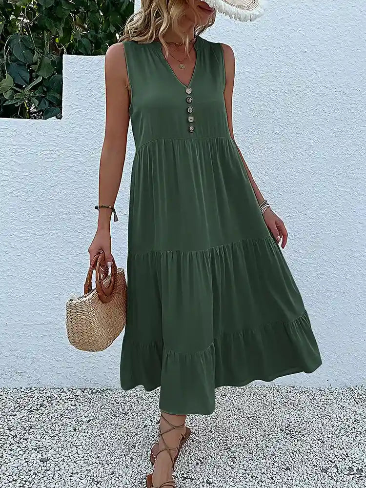 Vestido Midi Elegante Romênia Feminino - Essenza