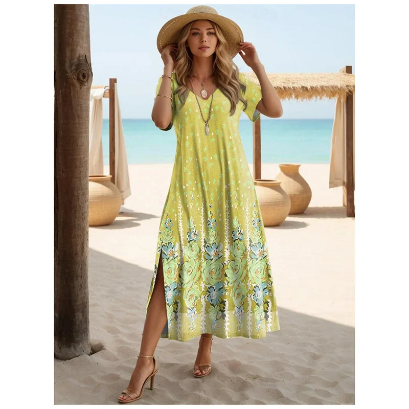 Vestido Longo Feminino de Praia Floral - Essenza