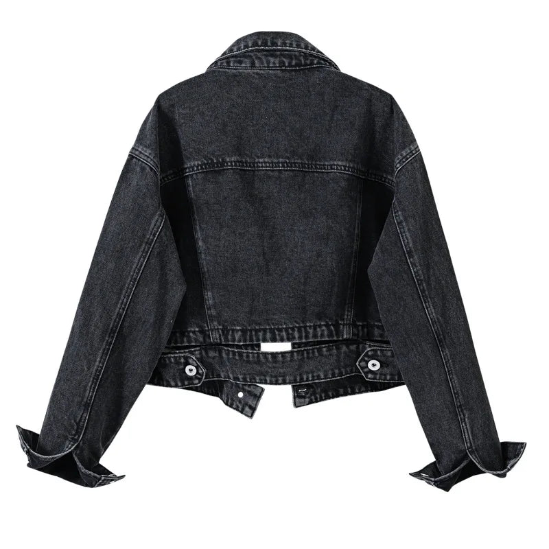 Jaqueta Jeans Cropped Feminina Vintage - Essenza