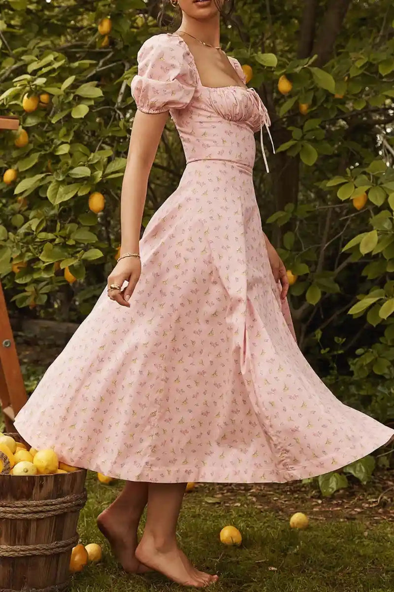 Vestido Midi Feminino Bruneli com Mangas e Fenda Frontal - Essenza